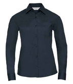 Russell Collection Ladies Long Sleeve Easy Care Poplin Shirt | French Navy