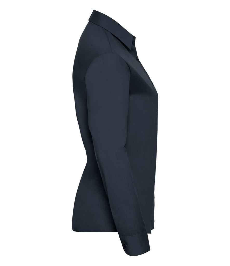 Russell Collection Ladies Long Sleeve Easy Care Poplin Shirt | French Navy
