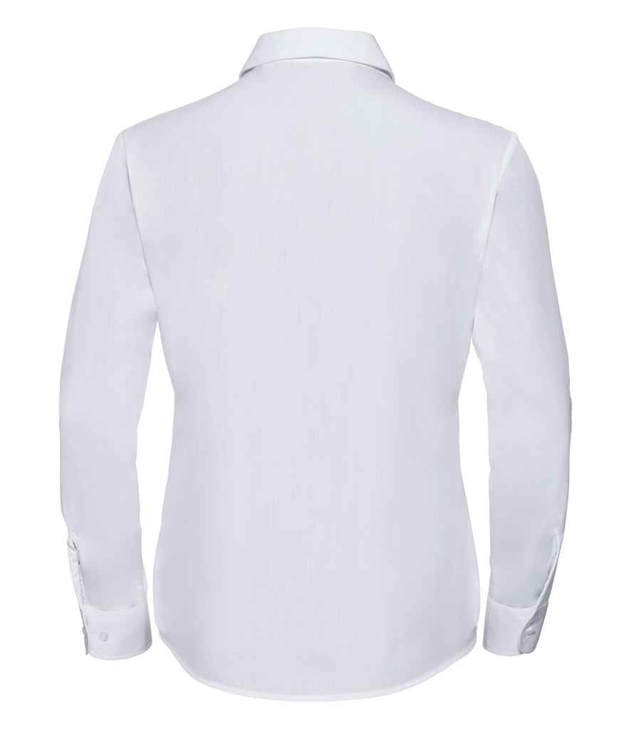 Russell Collection Ladies Long Sleeve Easy Care Poplin Shirt | White