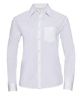 Russell Collection Ladies Long Sleeve Easy Care Poplin Shirt | White
