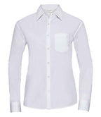 Russell Collection Ladies Long Sleeve Easy Care Poplin Shirt | White