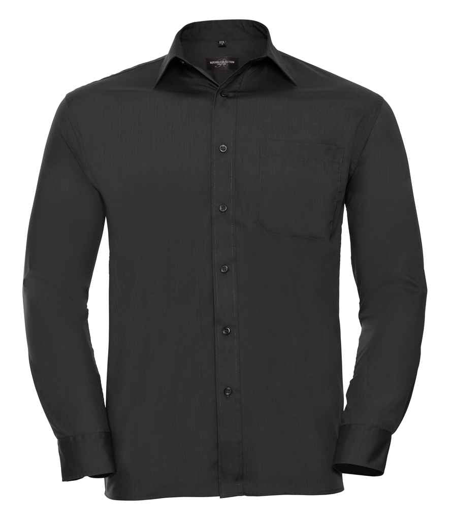 Russell Collection Long Sleeve Easy Care Poplin Shirt | Black