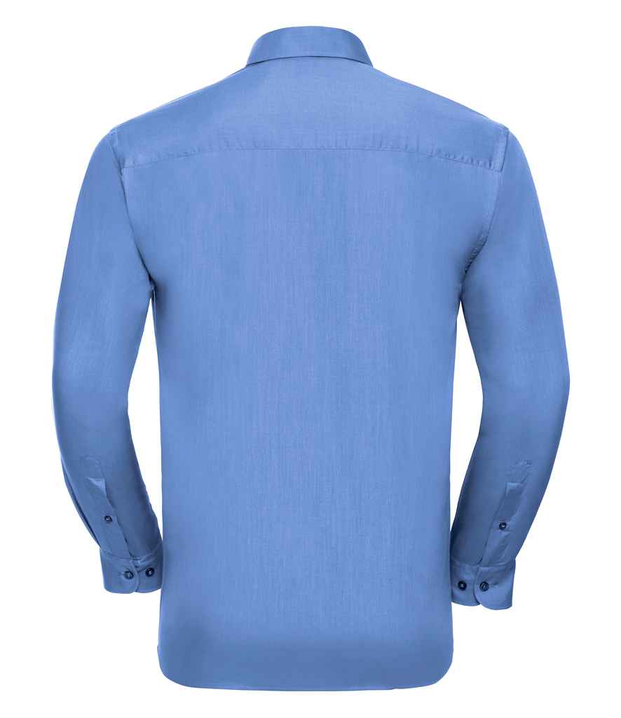 Russell Collection Long Sleeve Easy Care Poplin Shirt | Corporate Blue