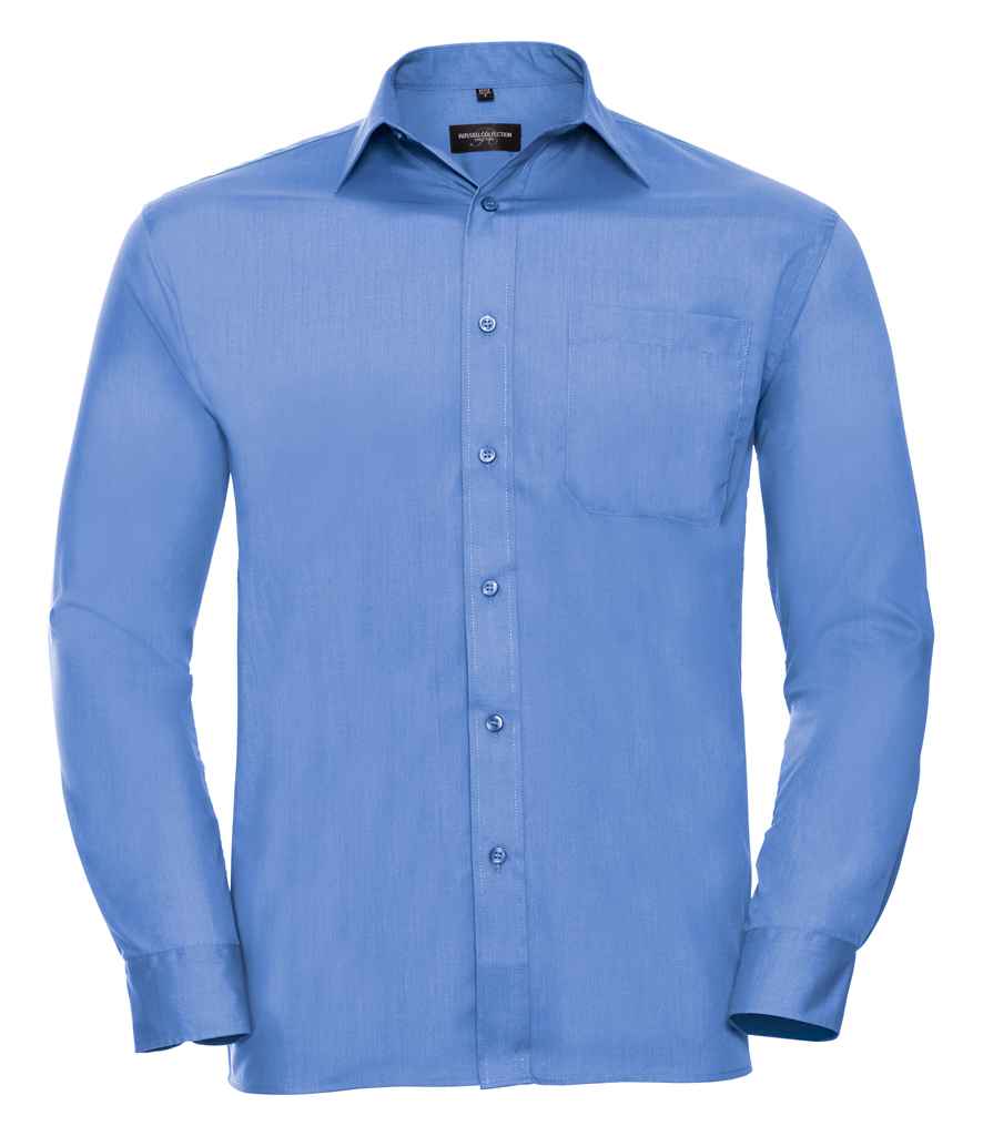 Russell Collection Long Sleeve Easy Care Poplin Shirt | Corporate Blue