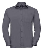 Russell Collection Long Sleeve Easy Care Poplin Shirt | Convoy Grey