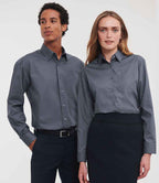 Russell Collection Long Sleeve Easy Care Poplin Shirt | Convoy Grey