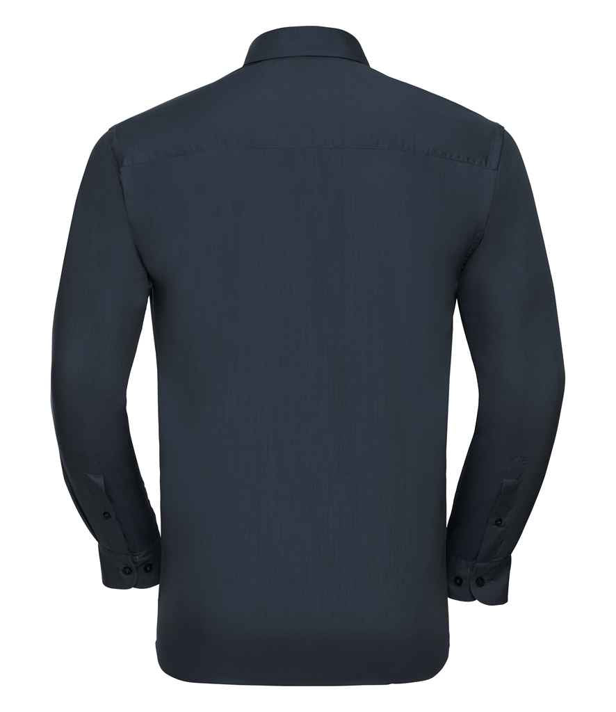 Russell Collection Long Sleeve Easy Care Poplin Shirt | French Navy