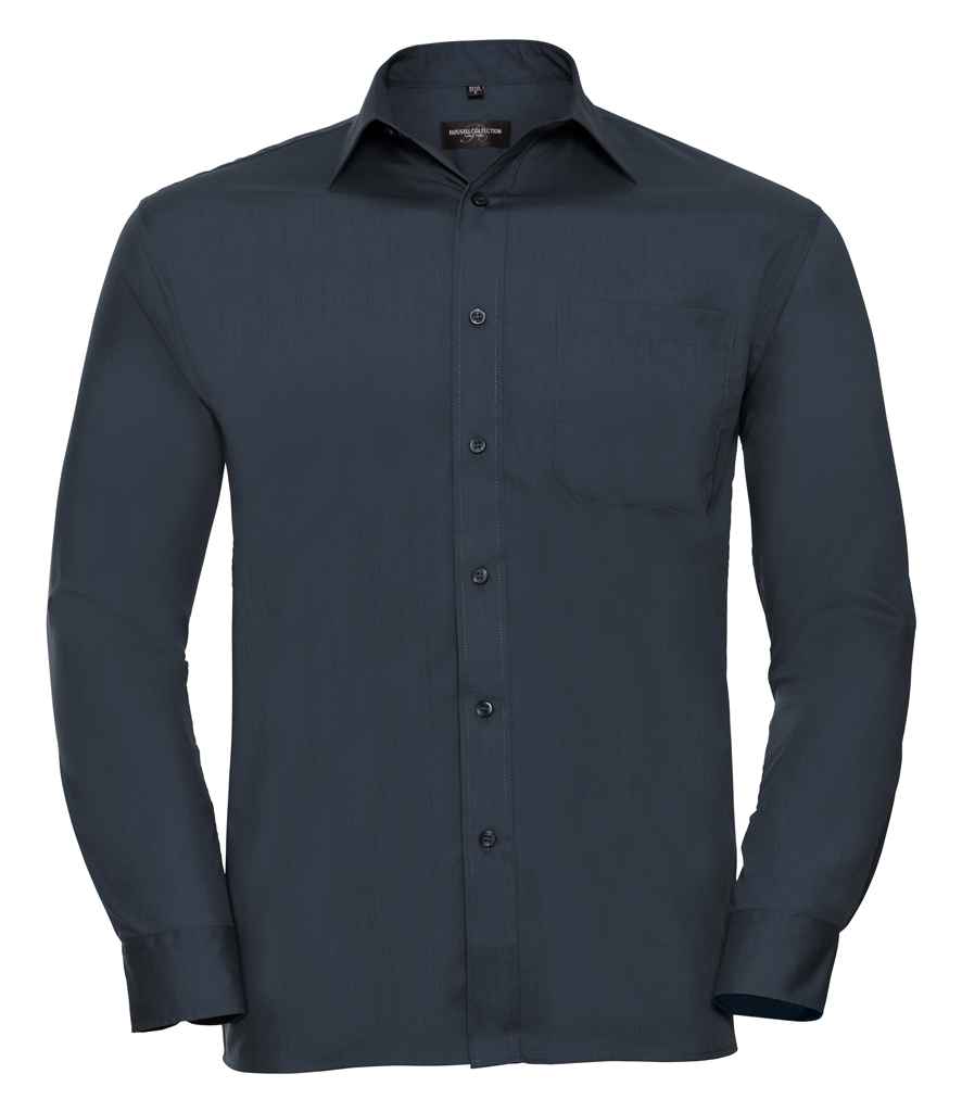 Russell Collection Long Sleeve Easy Care Poplin Shirt | French Navy