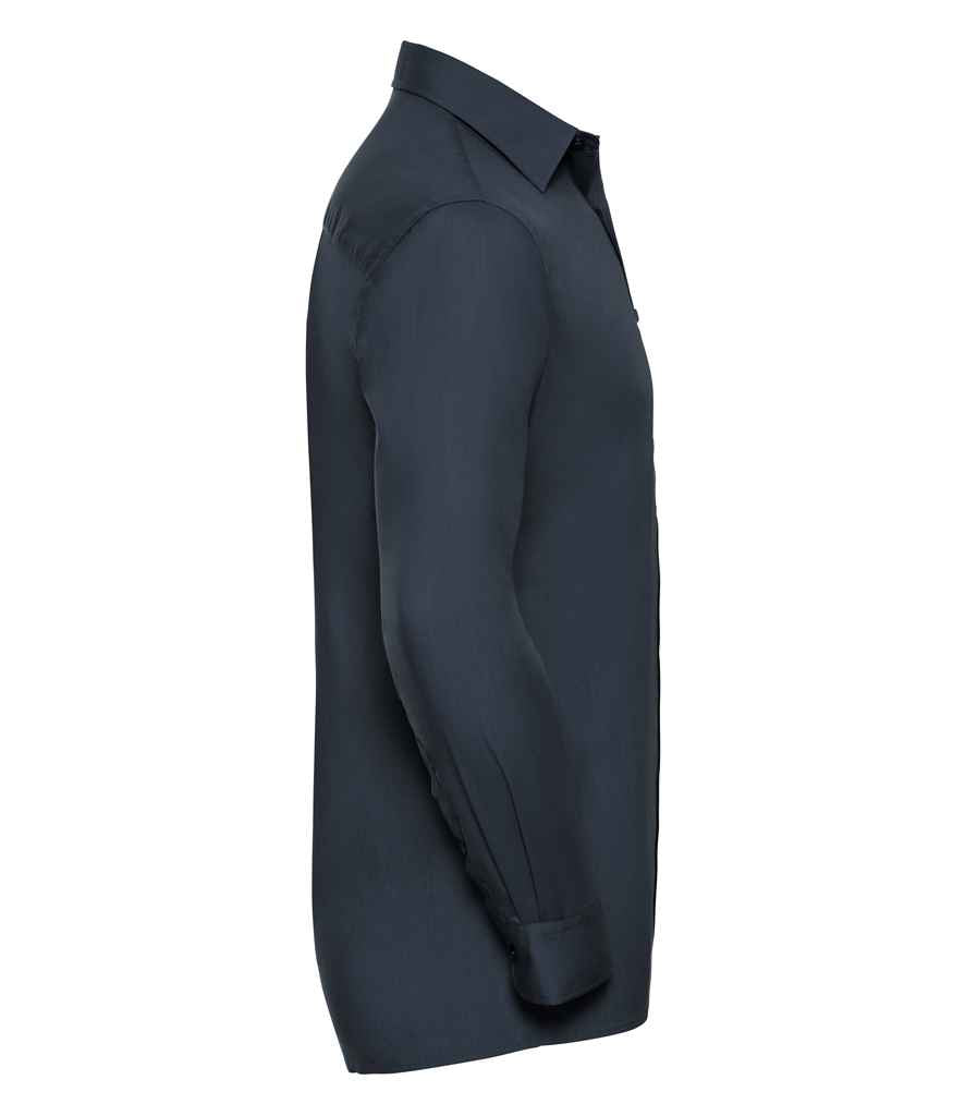 Russell Collection Long Sleeve Easy Care Poplin Shirt | French Navy