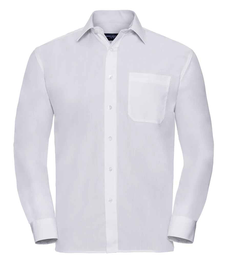 Russell Collection Long Sleeve Easy Care Poplin Shirt | White