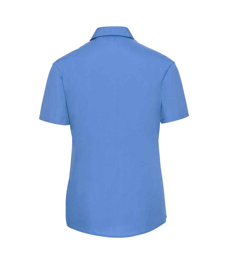 Russell Collection Ladies Short Sleeve Easy Care Poplin Shirt | Corporate Blue