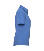 Russell Collection Ladies Short Sleeve Easy Care Poplin Shirt | Corporate Blue