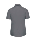 Russell Collection Ladies Short Sleeve Easy Care Poplin Shirt | Convoy Grey