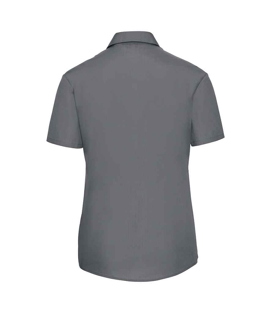 Russell Collection Ladies Short Sleeve Easy Care Poplin Shirt | Convoy Grey