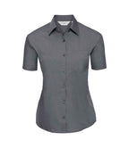 Russell Collection Ladies Short Sleeve Easy Care Poplin Shirt | Convoy Grey