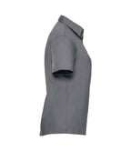 Russell Collection Ladies Short Sleeve Easy Care Poplin Shirt | Convoy Grey