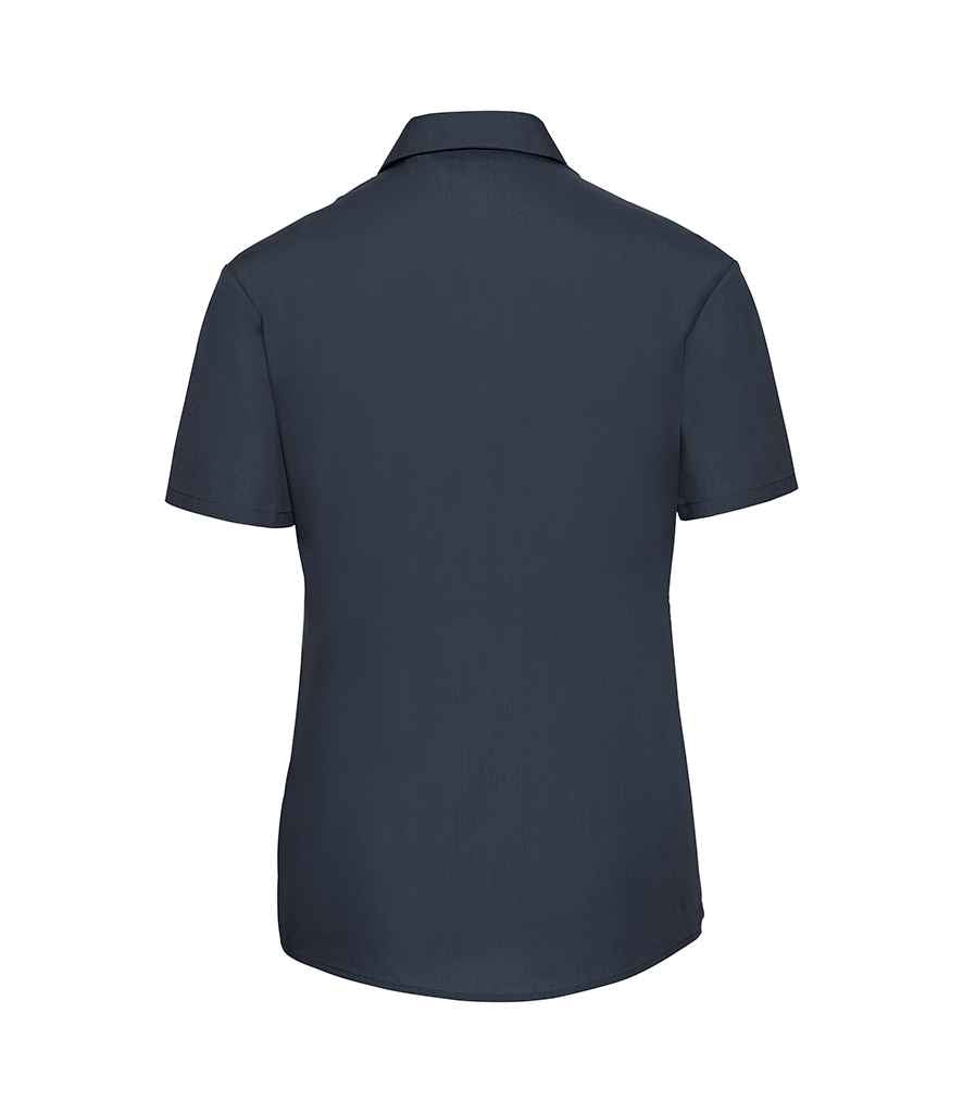 Russell Collection Ladies Short Sleeve Easy Care Poplin Shirt | French Navy