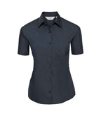 Russell Collection Ladies Short Sleeve Easy Care Poplin Shirt | French Navy