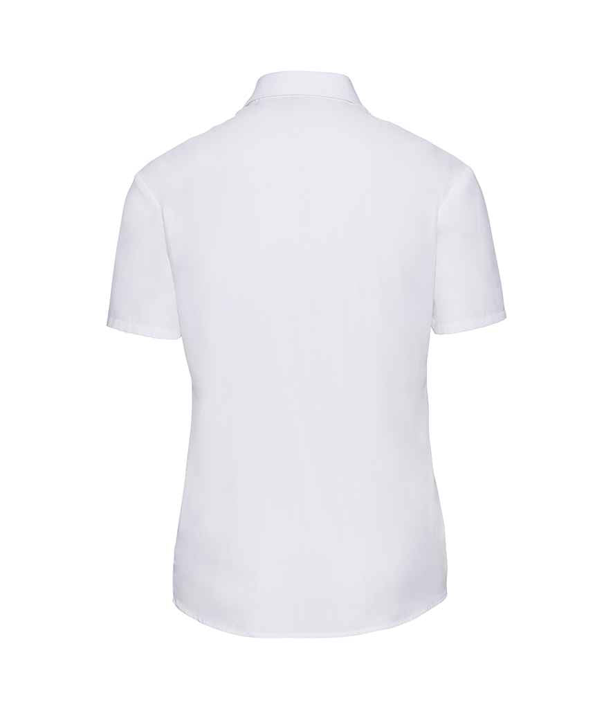 Russell Collection Ladies Short Sleeve Easy Care Poplin Shirt | White