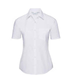 Russell Collection Ladies Short Sleeve Easy Care Poplin Shirt | White