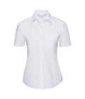 Russell Collection Ladies Short Sleeve Easy Care Poplin Shirt | White