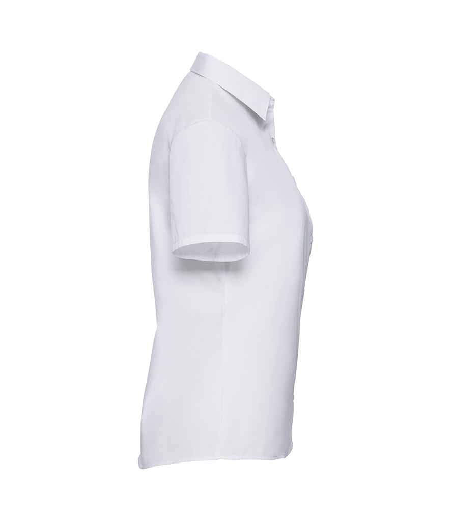 Russell Collection Ladies Short Sleeve Easy Care Poplin Shirt | White