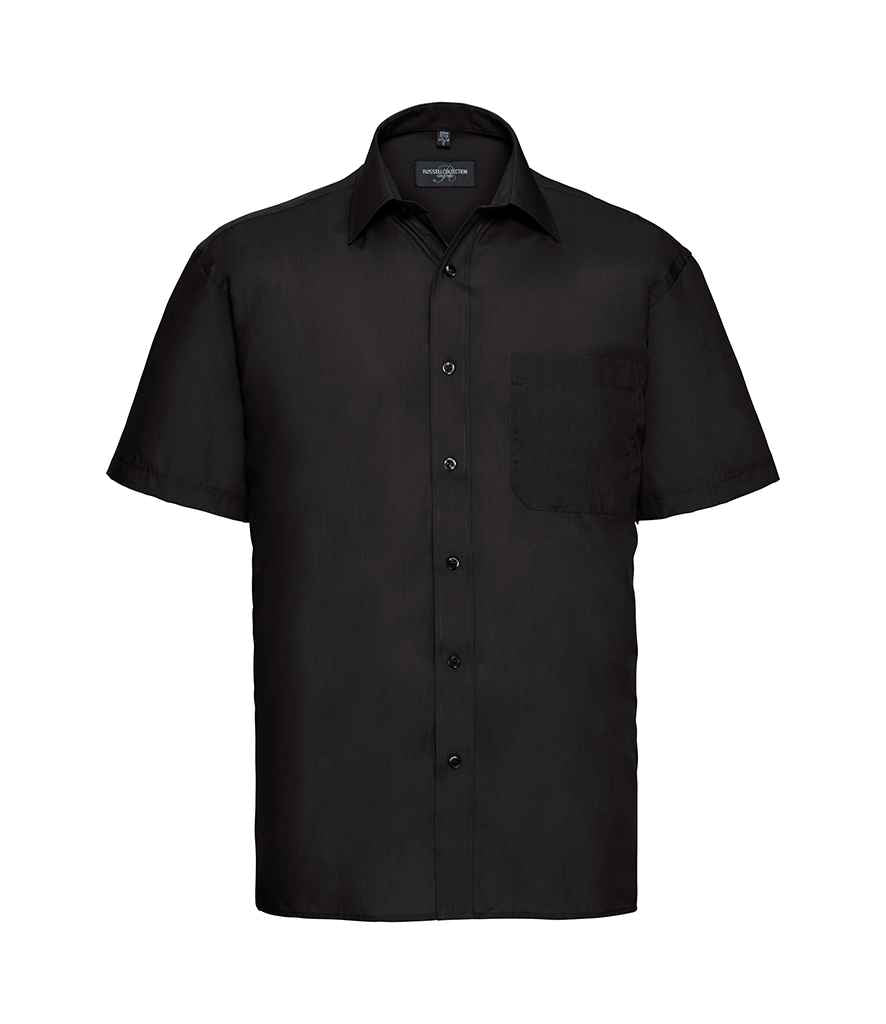 Russell Collection Short Sleeve Easy Care Poplin Shirt | Black