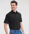 Russell Collection Short Sleeve Easy Care Poplin Shirt | Black