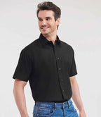 Russell Collection Short Sleeve Easy Care Poplin Shirt | Black