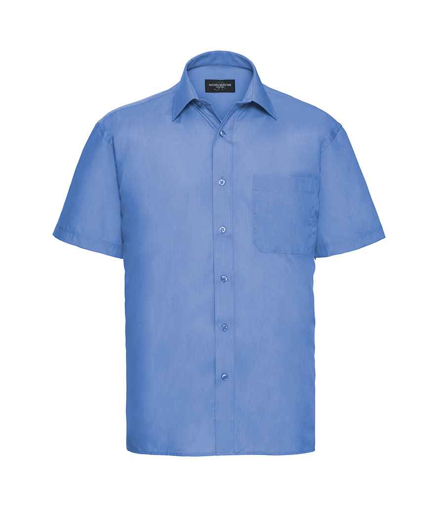 Russell Collection Short Sleeve Easy Care Poplin Shirt | Corporate Blue