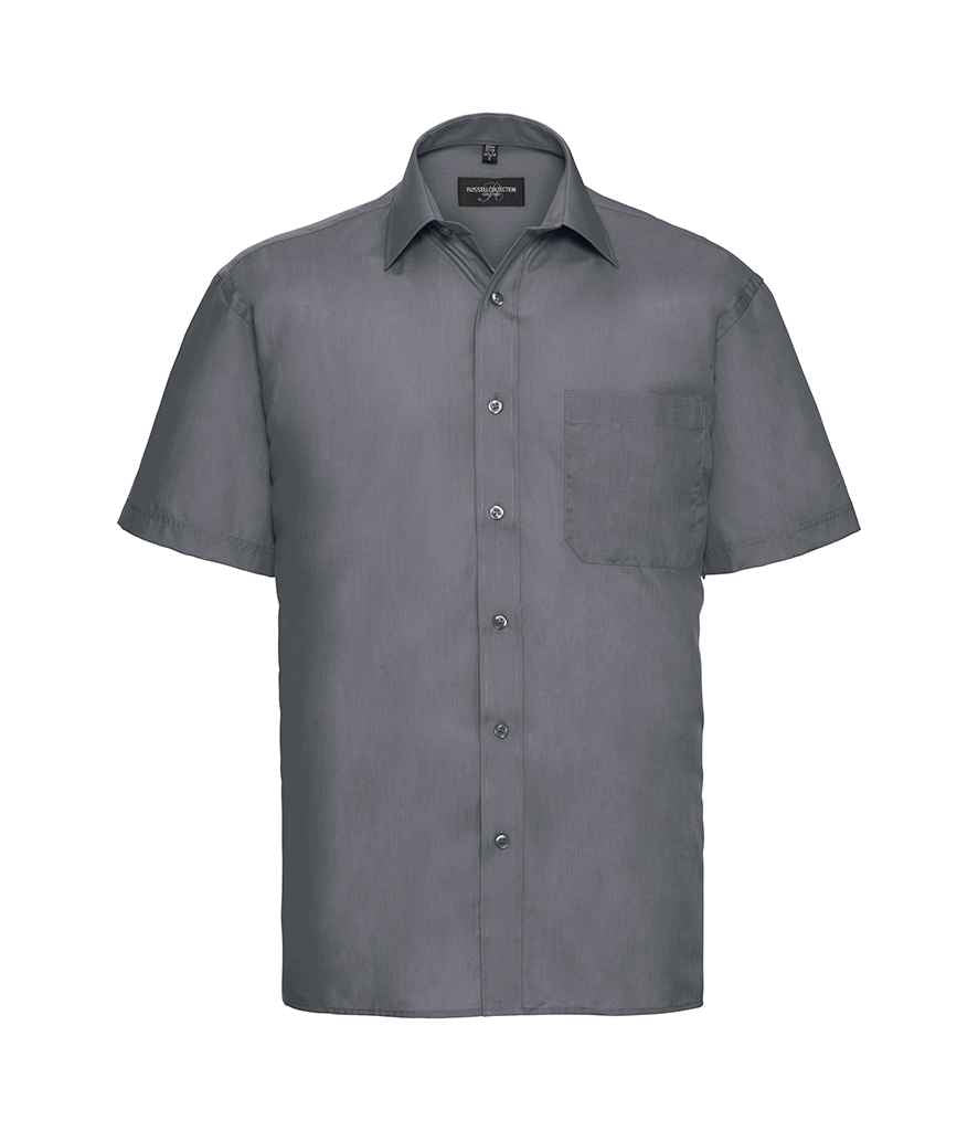 Russell Collection Short Sleeve Easy Care Poplin Shirt | Convoy Grey