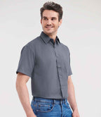 Russell Collection Short Sleeve Easy Care Poplin Shirt | Convoy Grey