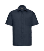 Russell Collection Short Sleeve Easy Care Poplin Shirt | French Navy