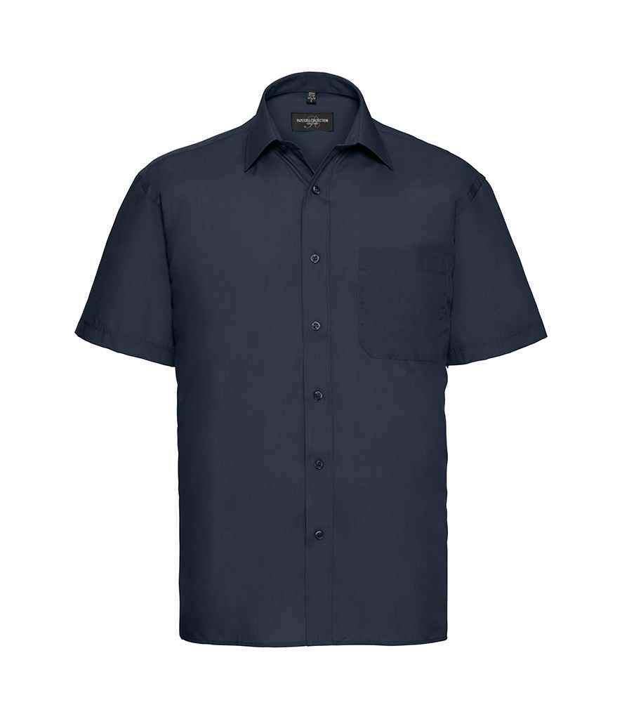 Russell Collection Short Sleeve Easy Care Poplin Shirt | French Navy