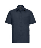 Russell Collection Short Sleeve Easy Care Poplin Shirt | French Navy