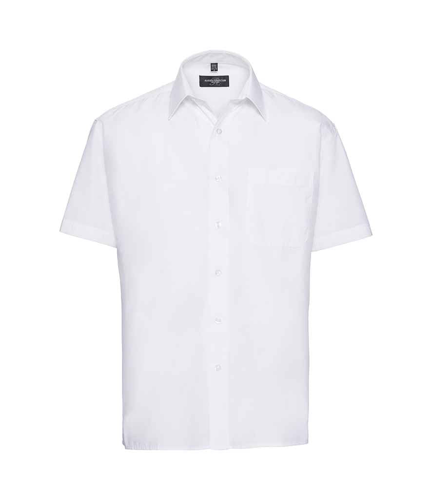 Russell Collection Short Sleeve Easy Care Poplin Shirt | White
