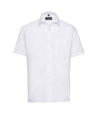 Russell Collection Short Sleeve Easy Care Poplin Shirt | White