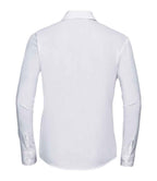 Russell Collection Ladies Long Sleeve Easy Care Cotton Poplin Shirt | White