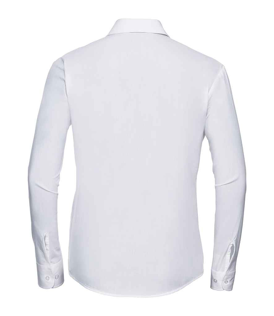 Russell Collection Ladies Long Sleeve Easy Care Cotton Poplin Shirt | White