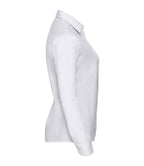 Russell Collection Ladies Long Sleeve Easy Care Cotton Poplin Shirt | White