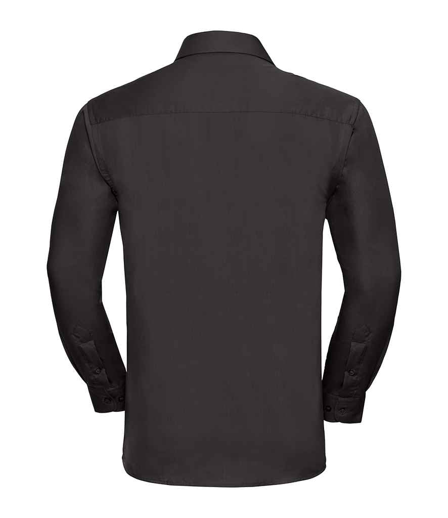 Russell Collection Long Sleeve Easy Care Cotton Poplin Shirt | Black