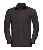 Russell Collection Long Sleeve Easy Care Cotton Poplin Shirt | Black