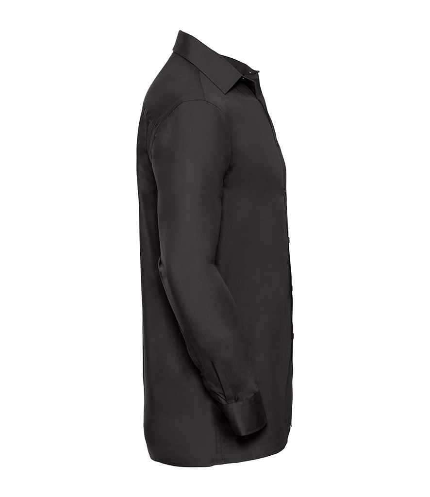 Russell Collection Long Sleeve Easy Care Cotton Poplin Shirt | Black