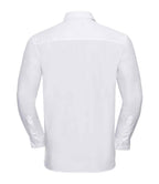 Russell Collection Long Sleeve Easy Care Cotton Poplin Shirt | White