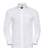 Russell Collection Long Sleeve Easy Care Cotton Poplin Shirt | White