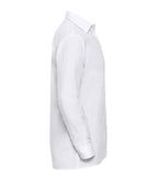 Russell Collection Long Sleeve Easy Care Cotton Poplin Shirt | White