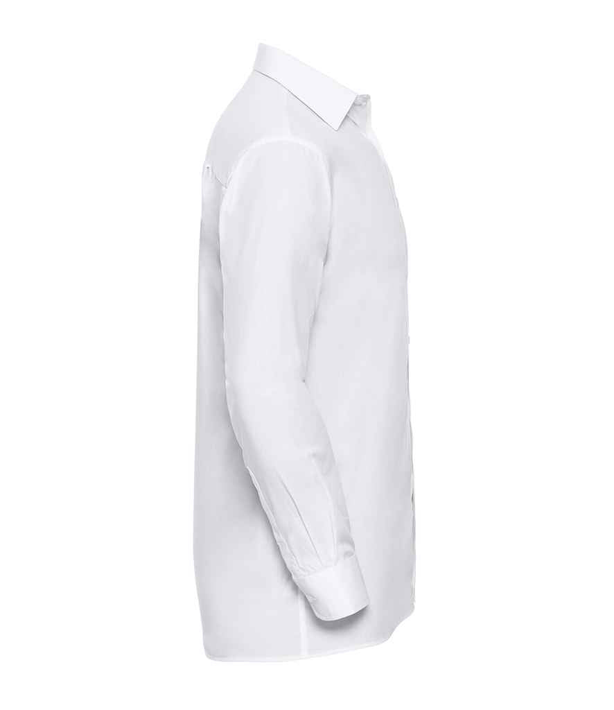 Russell Collection Long Sleeve Easy Care Cotton Poplin Shirt | White