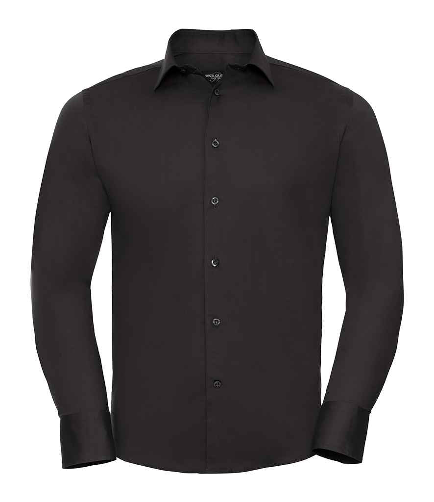 Russell Collection Long Sleeve Easy Care Fitted Shirt | Black