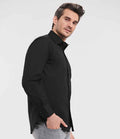 Russell Collection Long Sleeve Easy Care Fitted Shirt | Black