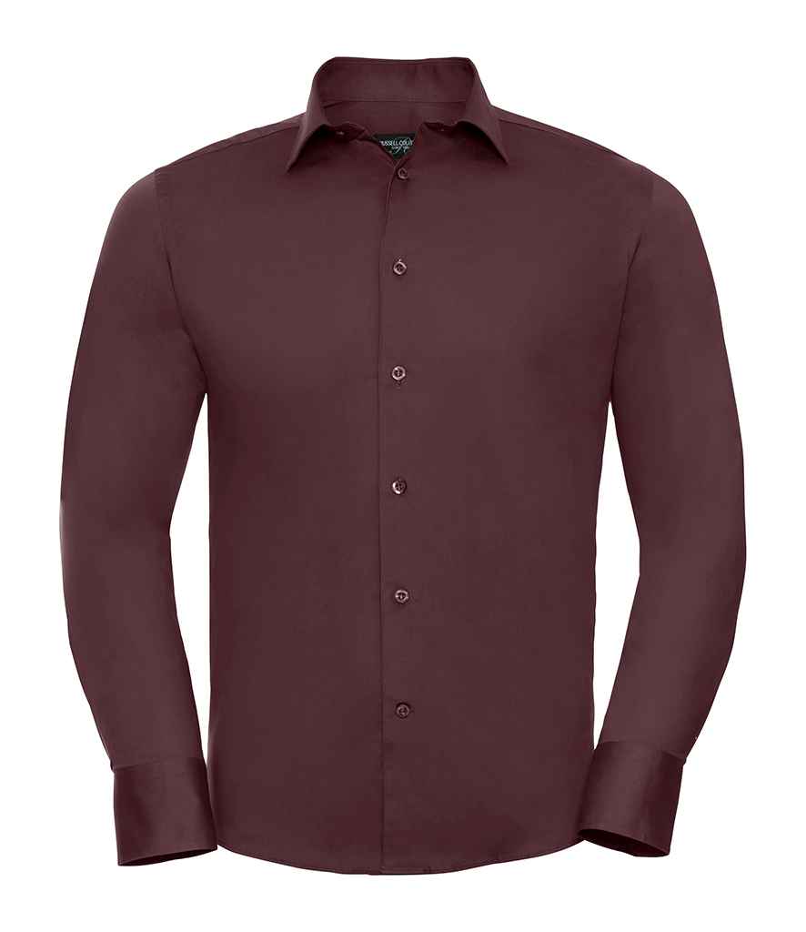 Russell Collection Long Sleeve Easy Care Fitted Shirt | Port